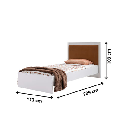 Μονό Κρεβάτι 100x200 cm σε Λευκό Χρώμα με Μοντέρνο Σχεδιασμό και Ανθεκτική Κατασκευή | 249HRV1606