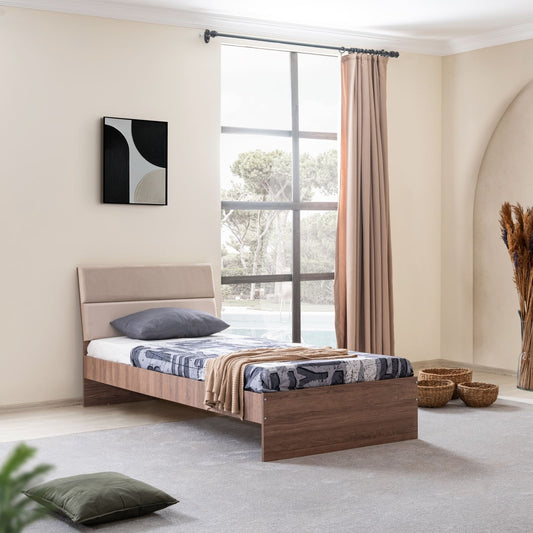 Μονό Κρεβάτι “Nordic Comfort” 100x200 cm σε Λευκό & Καφέ Χρώμα με Μοντέρνο Σχεδιασμό | 249HRV1609