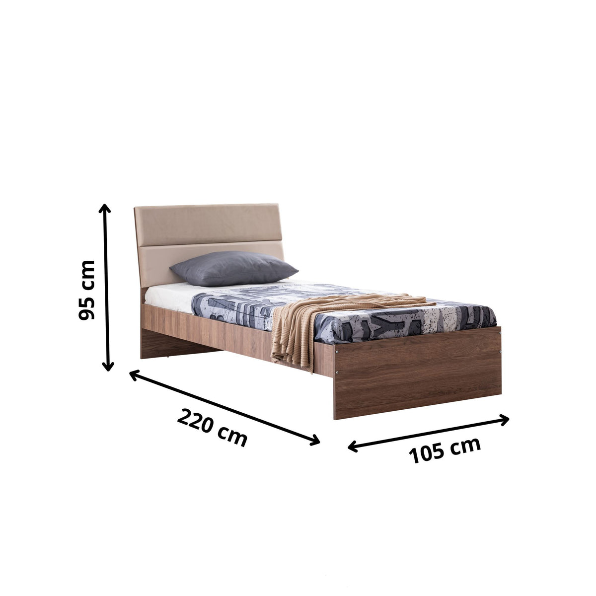 Μονό Κρεβάτι “Nordic Comfort” 100x200 cm σε Λευκό & Καφέ Χρώμα με Μοντέρνο Σχεδιασμό | 249HRV1609