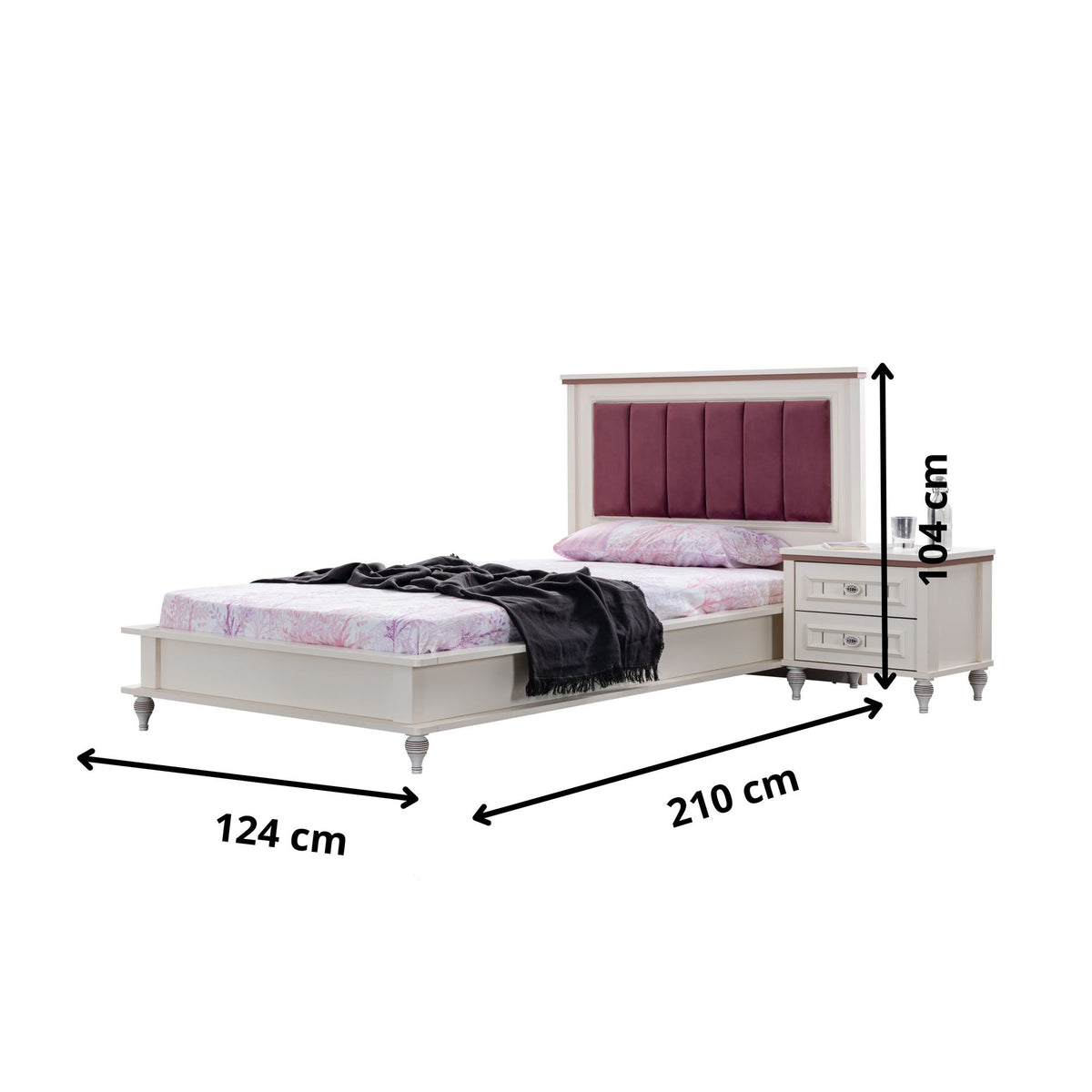 Μονό Κρεβάτι 100x200 cm σε Ανοιχτό Κρεμ Χρώμα με Μοντέρνο Σχεδιασμό | 249HRV1611