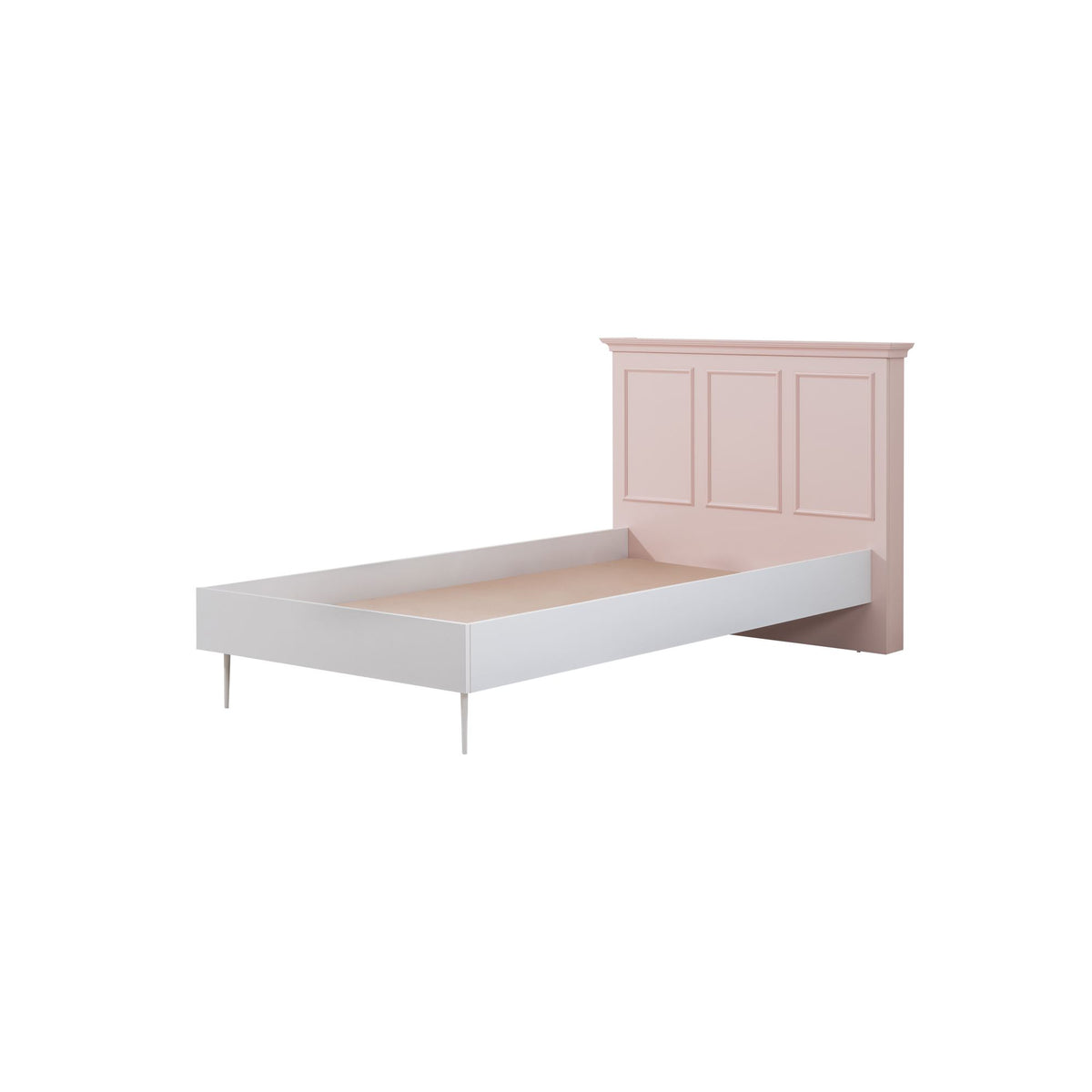 Μονό Κρεβάτι 100x200 cm σε Ροζ & Λευκό Χρώμα με MDF Κεφαλάρι και Μεταλλικά Πόδια | 249HRV1612