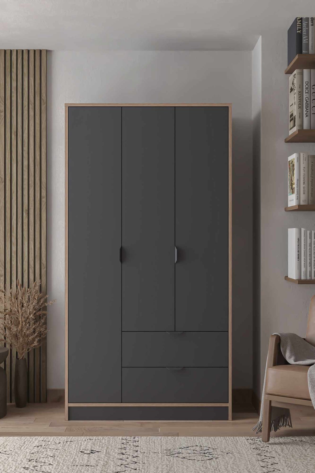 Ντουλάπα 97x182x44 εκ Ανθρακί 260ETH1303