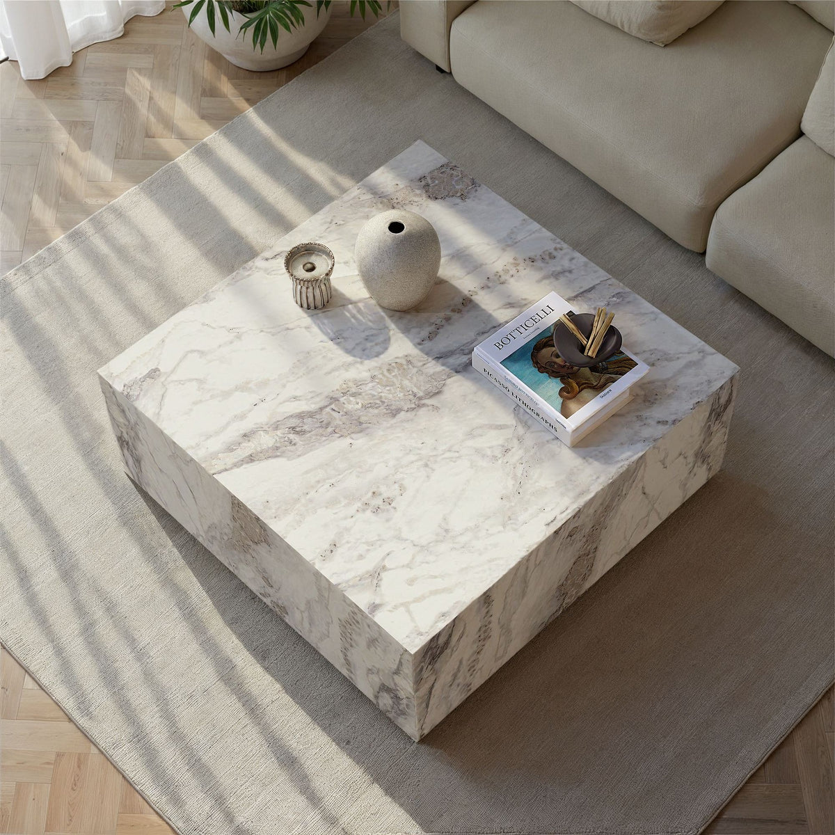 Τραπεζάκι Σαλονιού Freesia Marble 90 x 90 x 35 εκ GR262ARD1106