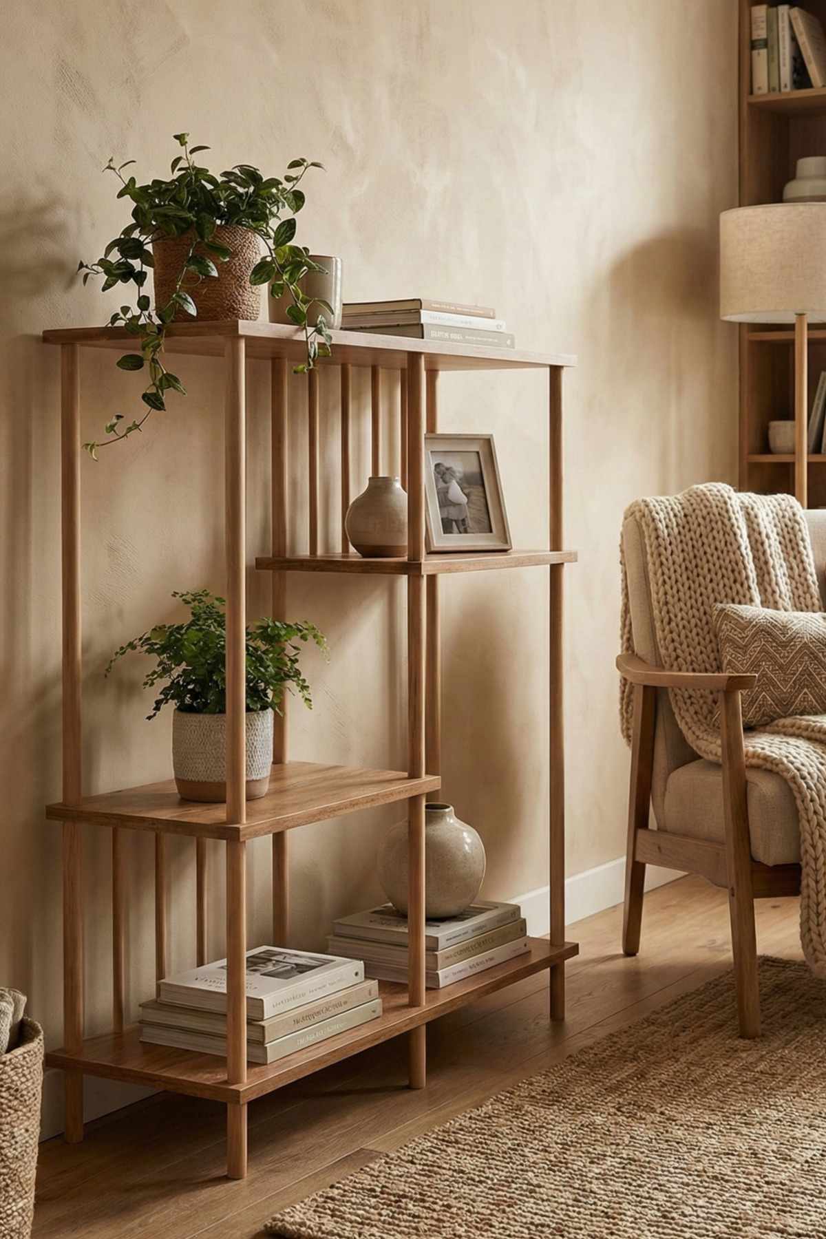 Βιβλιοθήκη Πεύκο 85x106x30 εκ 276TDB1194