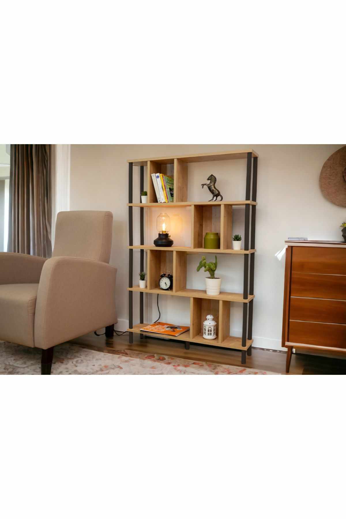 Βιβλιοθήκη Δρυς Μαύρο 90x137x20 εκ 276TDB1254