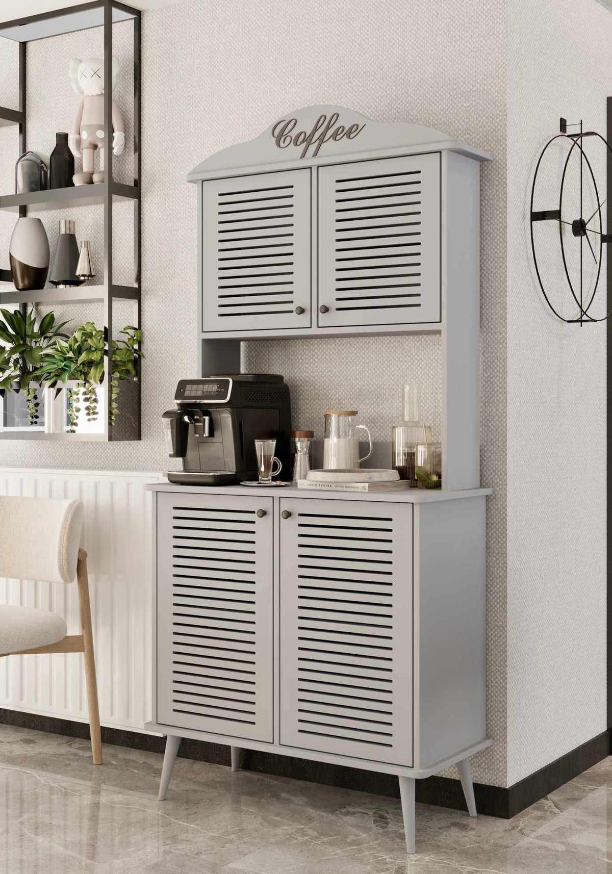 Βοηθητικό Ντουλάπι Κουζίνας με Ράφια Γκρί 90x40x170 εκ 280MBR1090