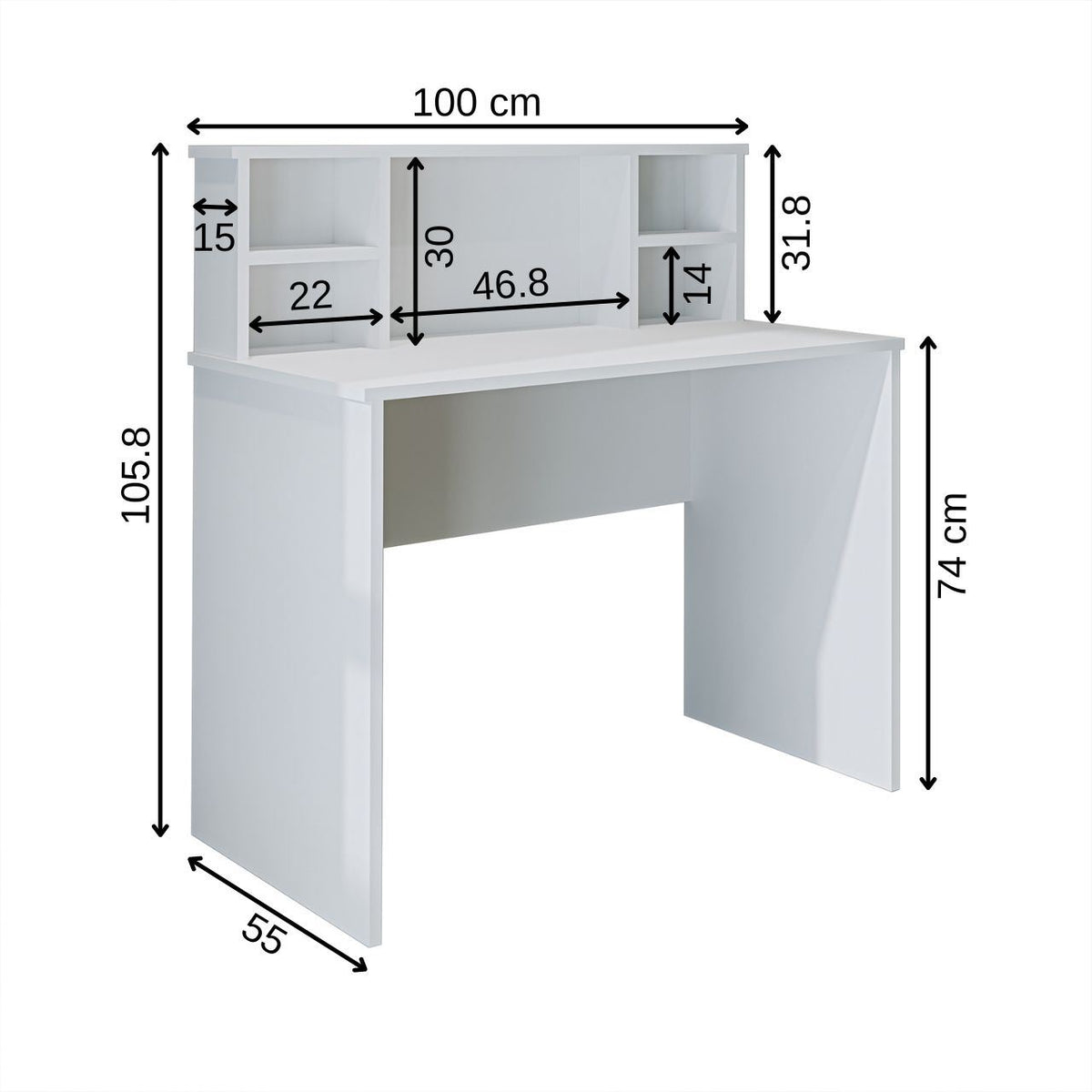 Γραφείο Υπολογιστή και Μελέτης Λευκό 100x105.8x55 εκ 283VLN1317