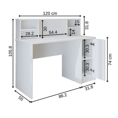 Γραφείο Υπολογιστή και Μελέτης Λευκό 120x105.8x55 εκ 283VLN1318