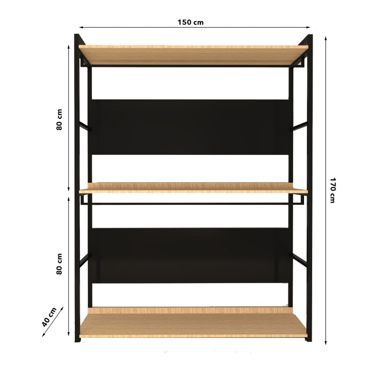 Ντουλάπα 160x170x40 εκ Oak Black 285LCV1215