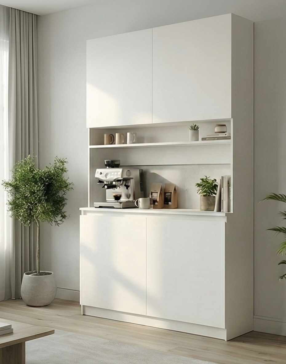 Ντουλάπι Καφέ MDF με Λακαριστές Πόρτες Soft Close & Αποθηκευτικούς Χώρους 120×40×201 εκ. – Λευκό 285VST1149