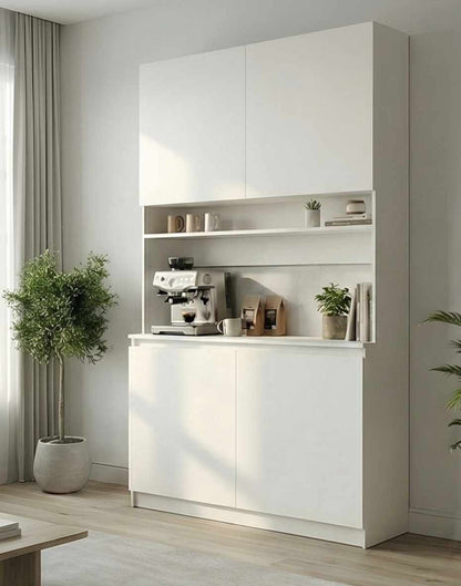 Ντουλάπι Καφέ MDF με Λακαριστές Πόρτες Soft Close & Αποθηκευτικούς Χώρους 120×40×201 εκ. – Λευκό 285VST1149