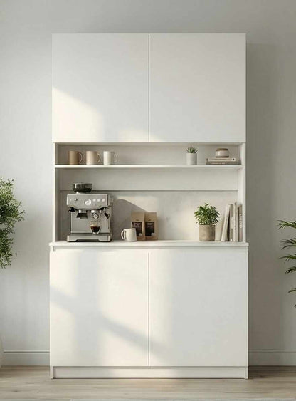 Ντουλάπι Καφέ MDF με Λακαριστές Πόρτες Soft Close & Αποθηκευτικούς Χώρους 120×40×201 εκ. – Λευκό 285VST1149