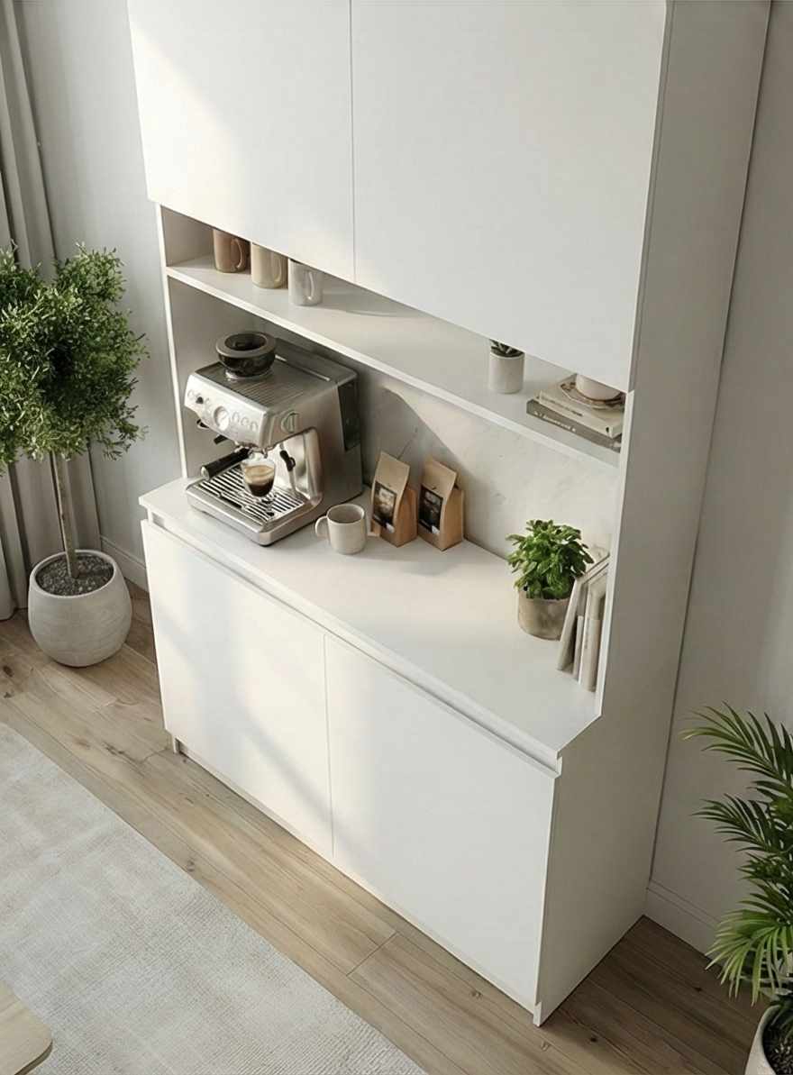 Ντουλάπι Καφέ MDF με Λακαριστές Πόρτες Soft Close & Αποθηκευτικούς Χώρους 120×40×201 εκ. – Λευκό 285VST1149