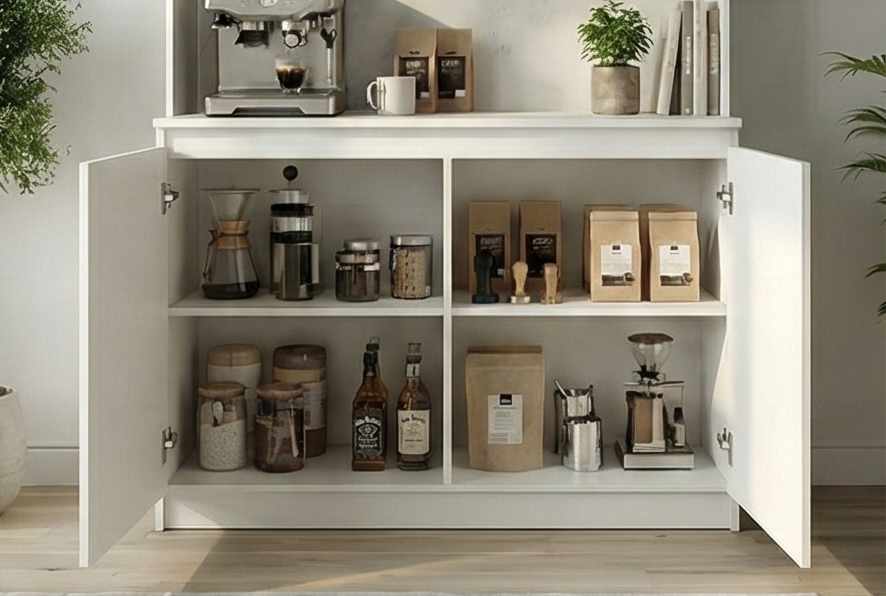 Ντουλάπι Καφέ MDF με Λακαριστές Πόρτες Soft Close & Αποθηκευτικούς Χώρους 120×40×201 εκ. – Λευκό 285VST1149