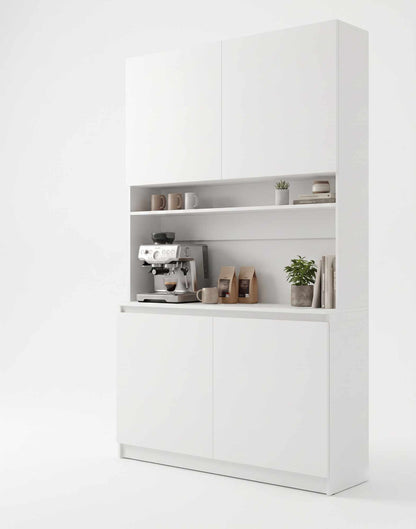 Ντουλάπι Καφέ MDF με Λακαριστές Πόρτες Soft Close & Αποθηκευτικούς Χώρους 120×40×201 εκ. – Λευκό 285VST1149