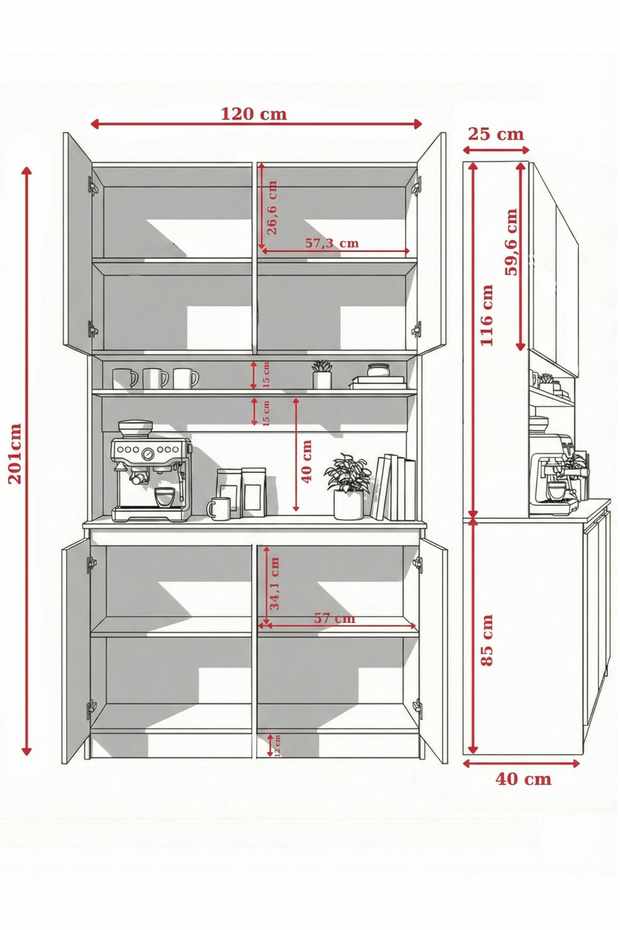 Ντουλάπι Καφέ MDF με Λακαριστές Πόρτες Soft Close & Αποθηκευτικούς Χώρους 120×40×201 εκ. – Λευκό 285VST1149