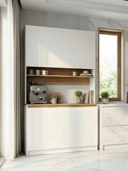 Ντουλάπι Καφέ MDF με Λακαριστές Πόρτες Soft Close & Αποθηκευτικούς Χώρους 120×40×201 εκ. – Λευκό / Τοσκάνη 285VST1151