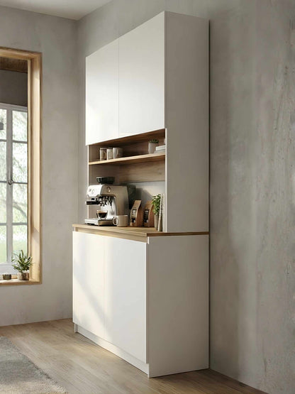 Ντουλάπι Καφέ MDF με Λακαριστές Πόρτες Soft Close & Αποθηκευτικούς Χώρους 120×40×201 εκ. – Λευκό / Τοσκάνη 285VST1151
