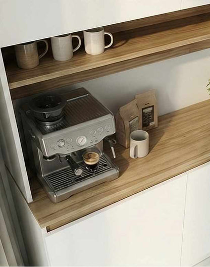 Ντουλάπι Καφέ MDF με Λακαριστές Πόρτες Soft Close & Αποθηκευτικούς Χώρους 120×40×201 εκ. – Λευκό / Τοσκάνη 285VST1151