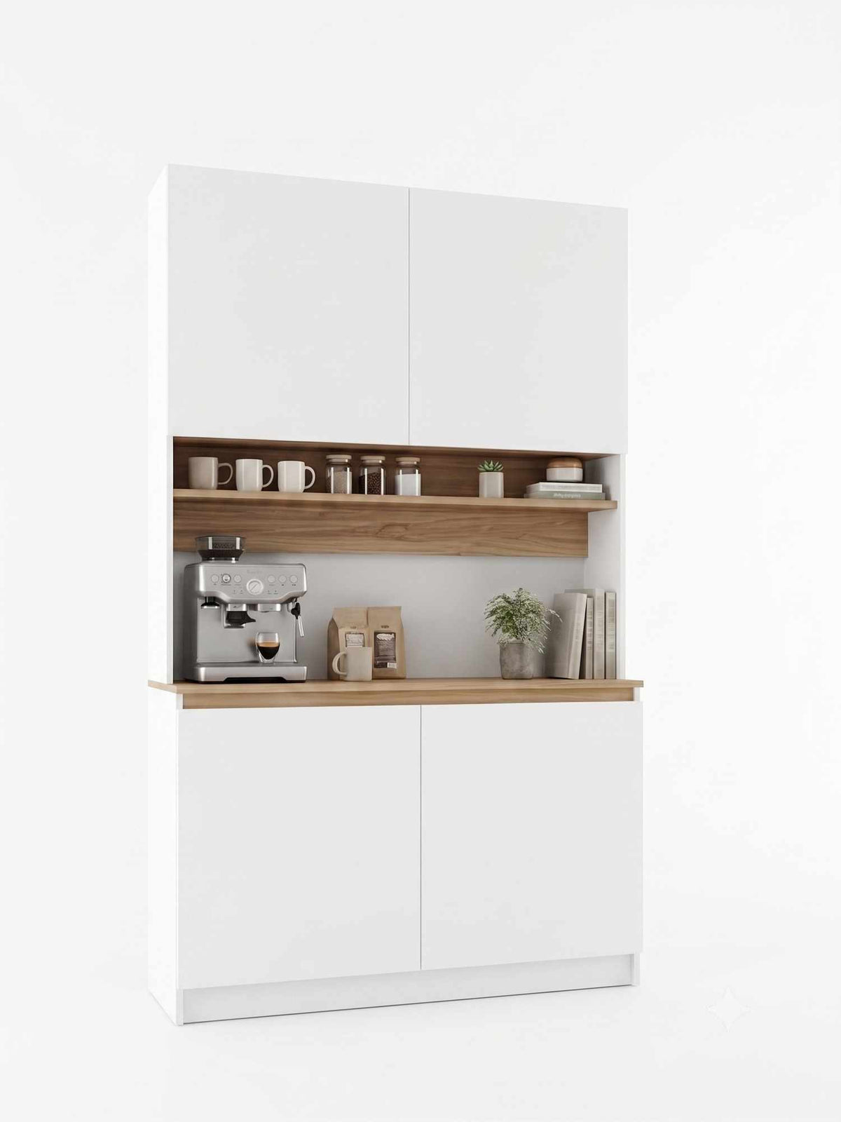 Ντουλάπι Καφέ MDF με Λακαριστές Πόρτες Soft Close & Αποθηκευτικούς Χώρους 120×40×201 εκ. – Λευκό / Τοσκάνη 285VST1151