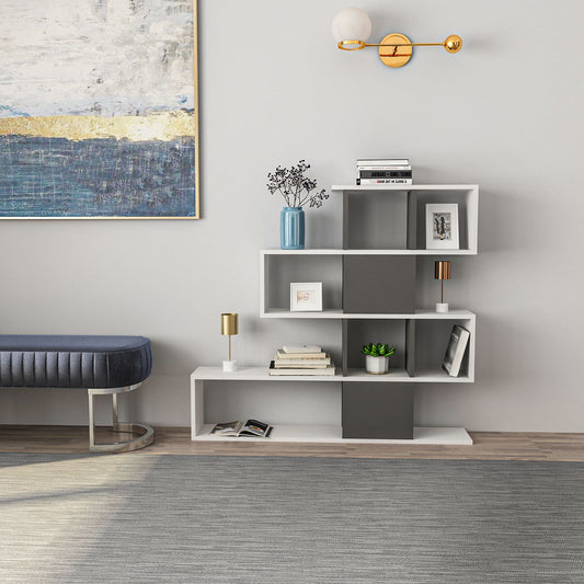 Βιβλιοθήκη 120 × 19,5 × 109 εκ. Λευκό Ανθρακί GR322RTC1103