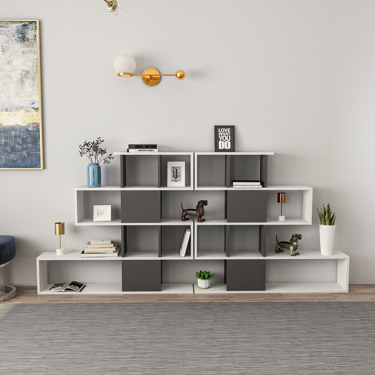 Βιβλιοθήκη 120 × 19,5 × 109 εκ. Λευκό Ανθρακί GR322RTC1103