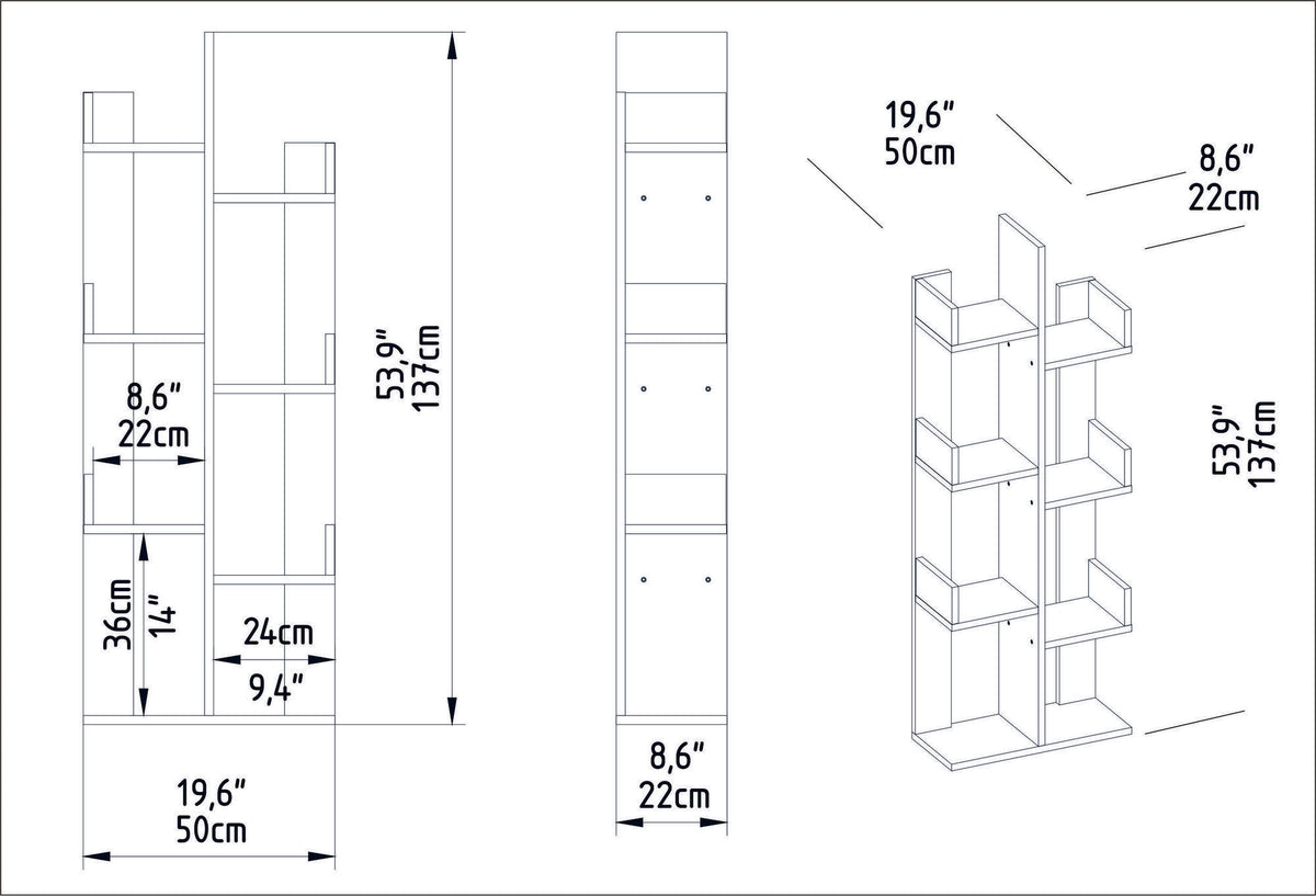 Βιβλιοθήκη 50 × 22 × 137 εκ. Λευκό GR322RTC1106