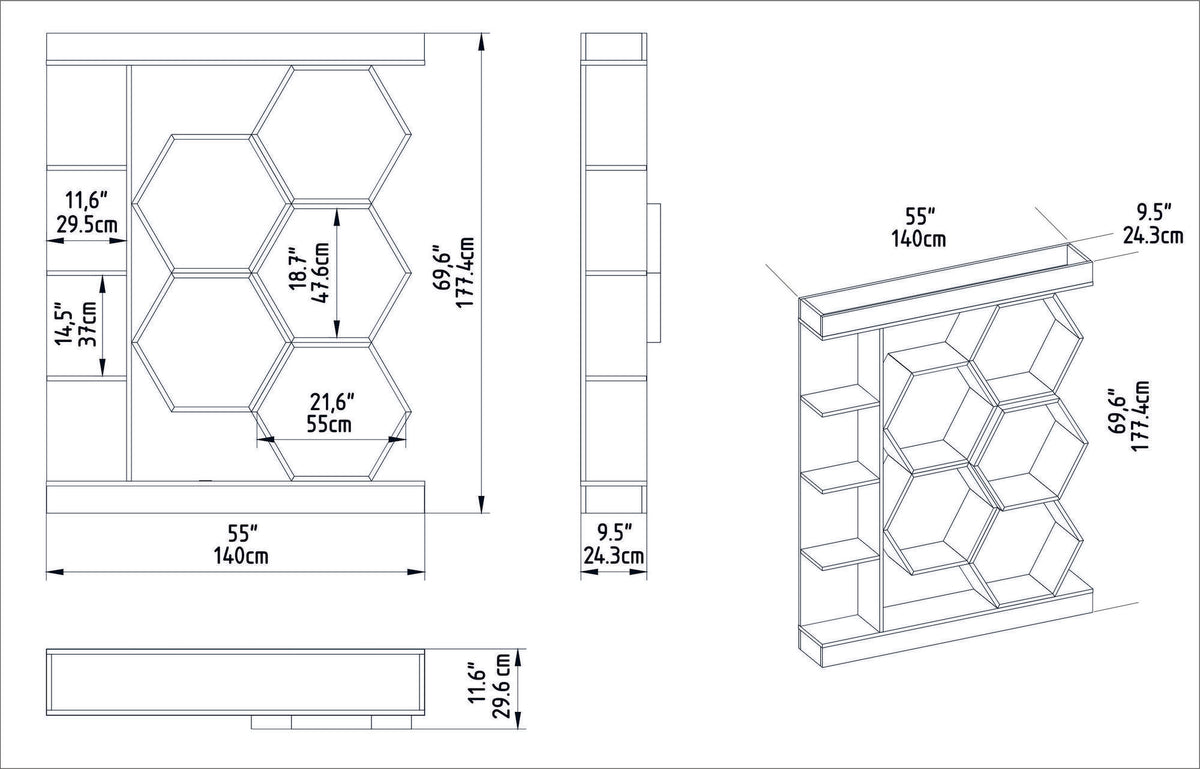 Βιβλιοθήκη 140 × 29,6 × 177,4 εκ. Λευκό Καρυδί GR322RTC1112