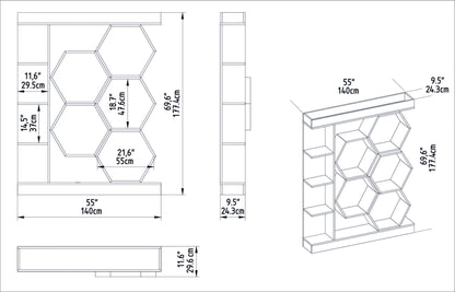 Βιβλιοθήκη 140 × 29,6 × 177,4 εκ. Λευκό Καρυδί GR322RTC1112