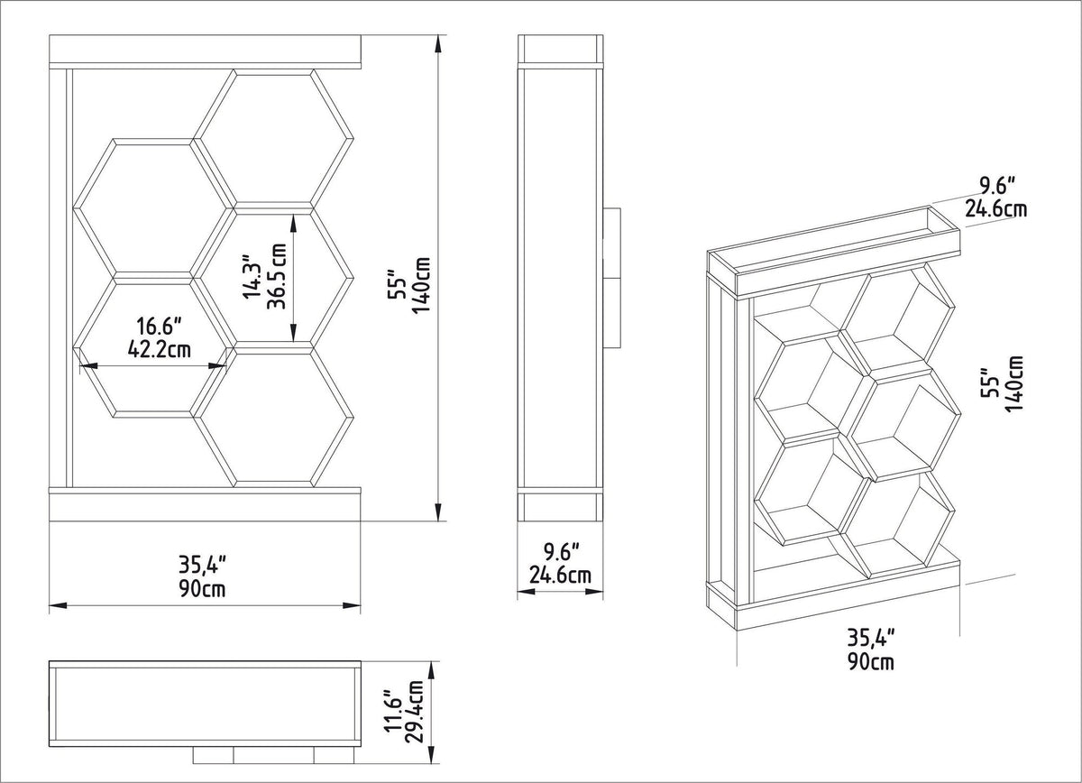 Βιβλιοθήκη 90 × 24,6 × 140 εκ. Λευκό GR322RTC1115