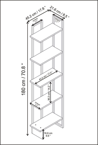 Βιβλιοθήκη 45,2 × 21,6 × 180 εκ. Μαύρο Χρυσό GR322RTC1178