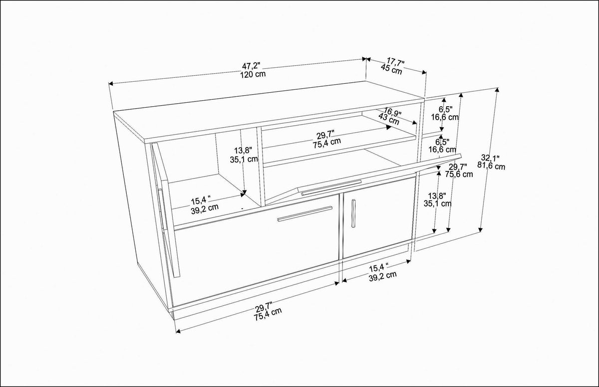 Μπουφές Λευκό
Γκρι 120x45x81,6cm | 322RTC1506