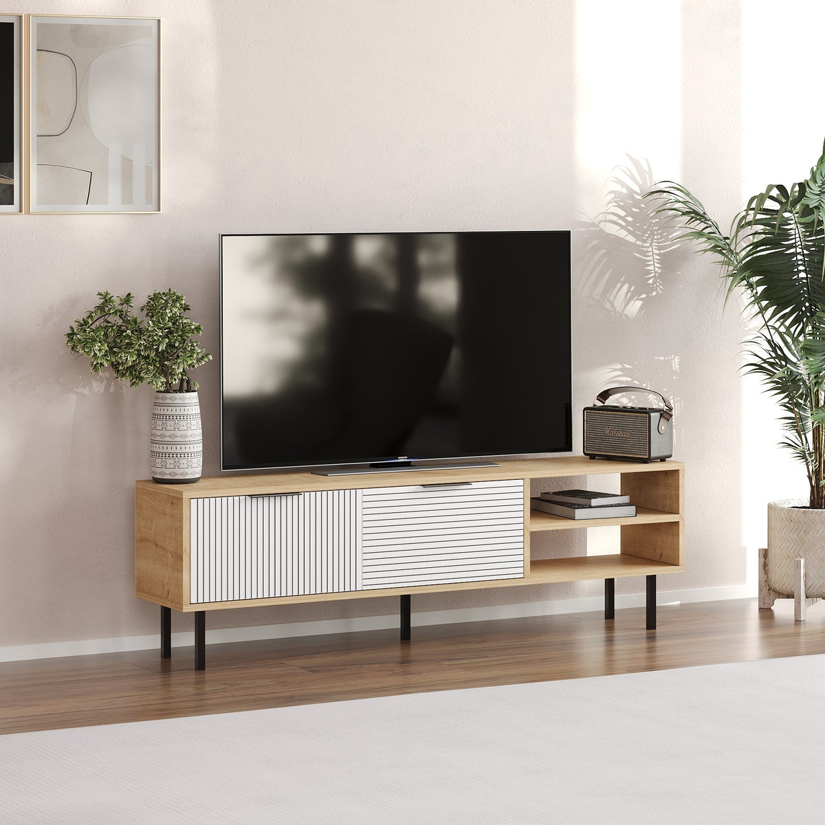 Έπιπλο Τηλεόρασης TV Βάση Σύνθεση Sapphire Δρυς Λευκό | 327ODS1324