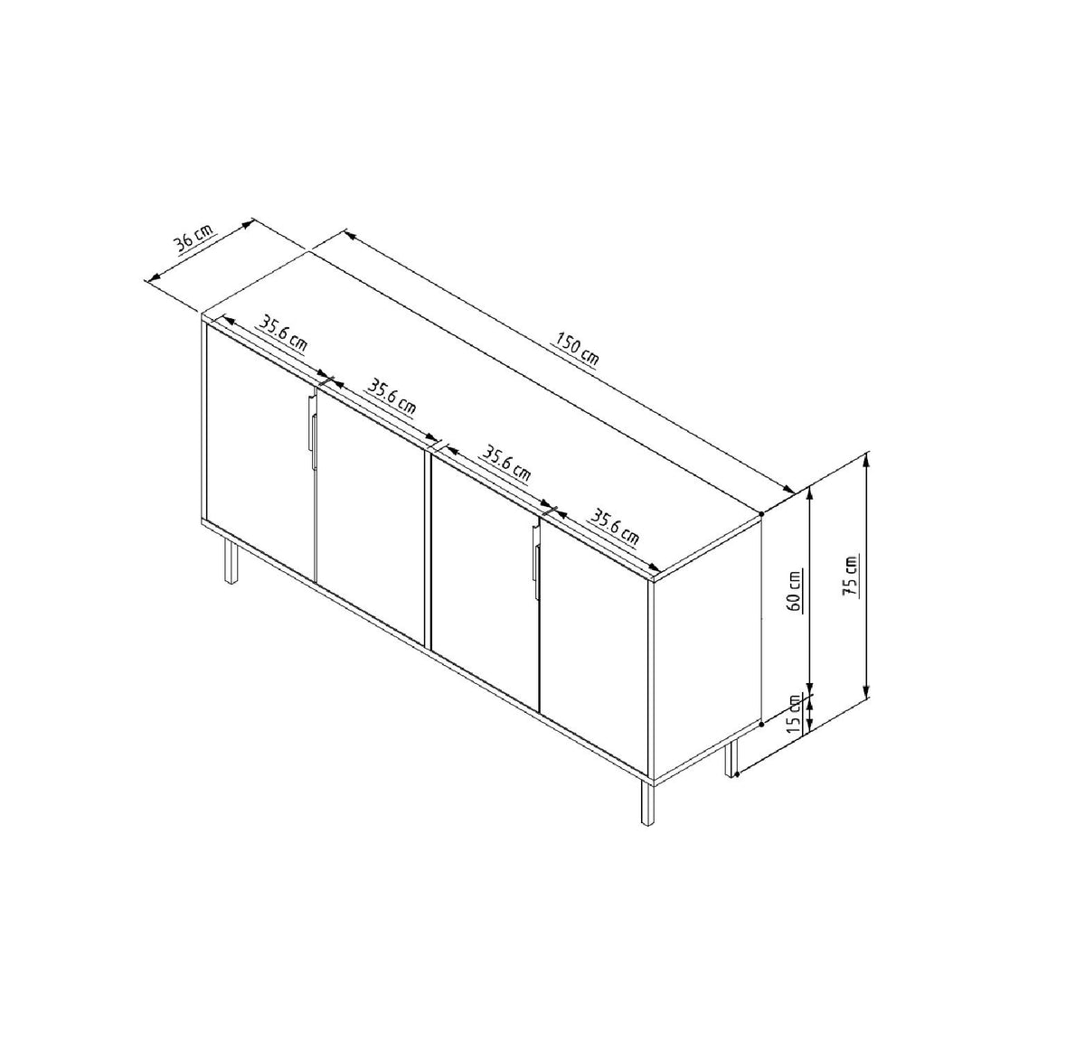Μπουφές Λευκό
Royal 150x36x75cm | 327ODS1336