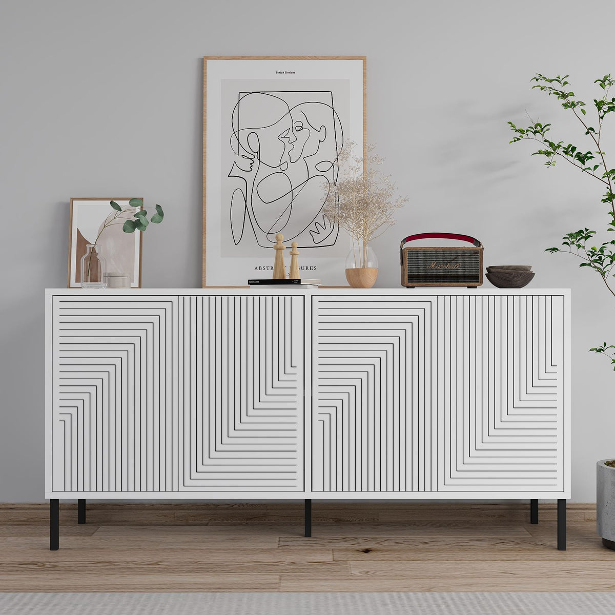 Μπουφές Λευκό 150x36x75cm | 327ODS1345