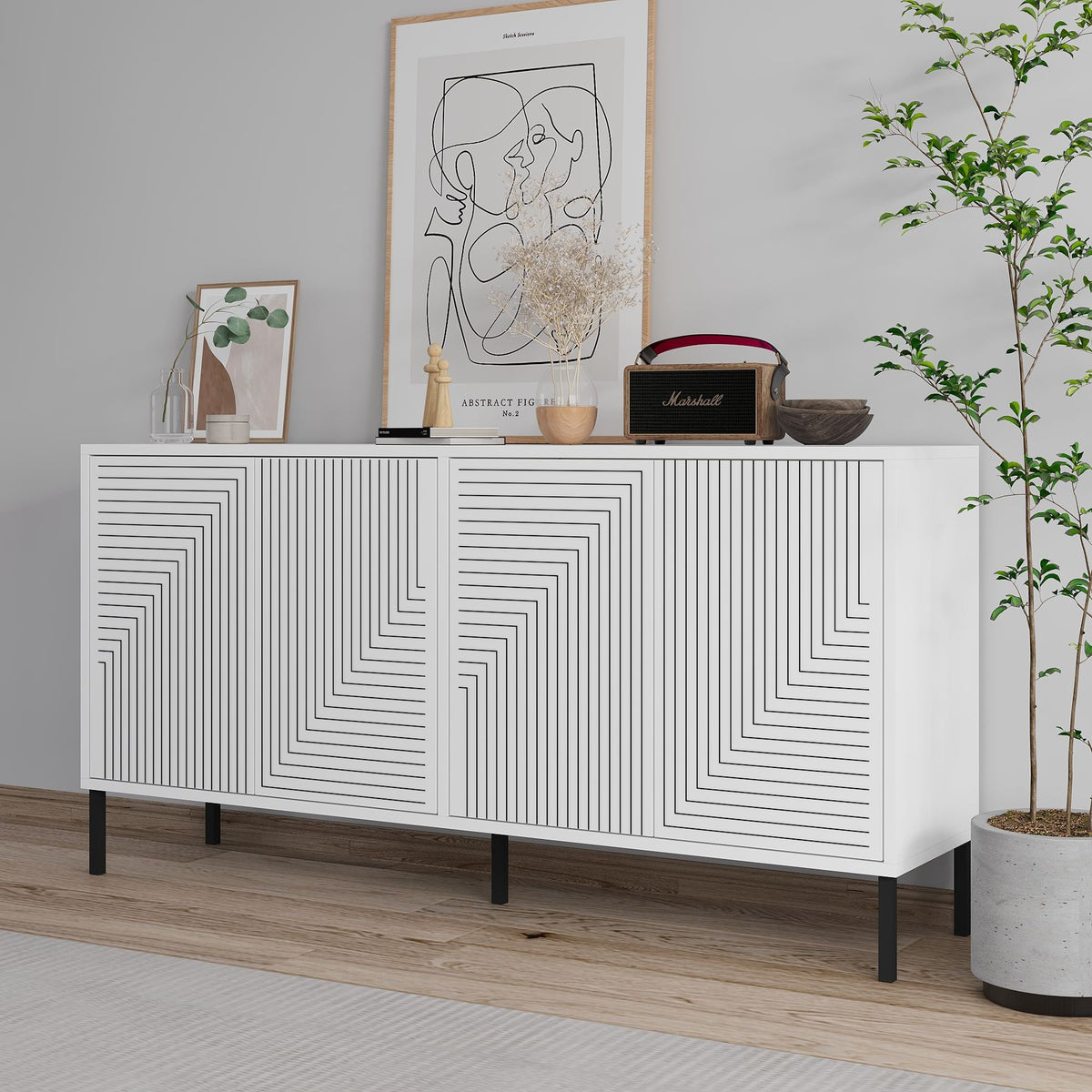 Μπουφές Λευκό 150x36x75cm | 327ODS1345