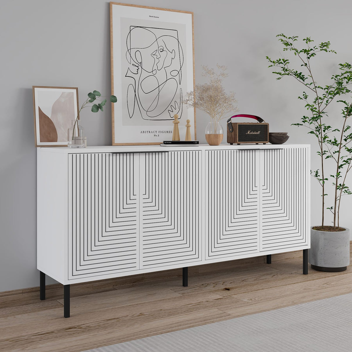 Μπουφές Λευκό 150x36x75cm | 327ODS1348