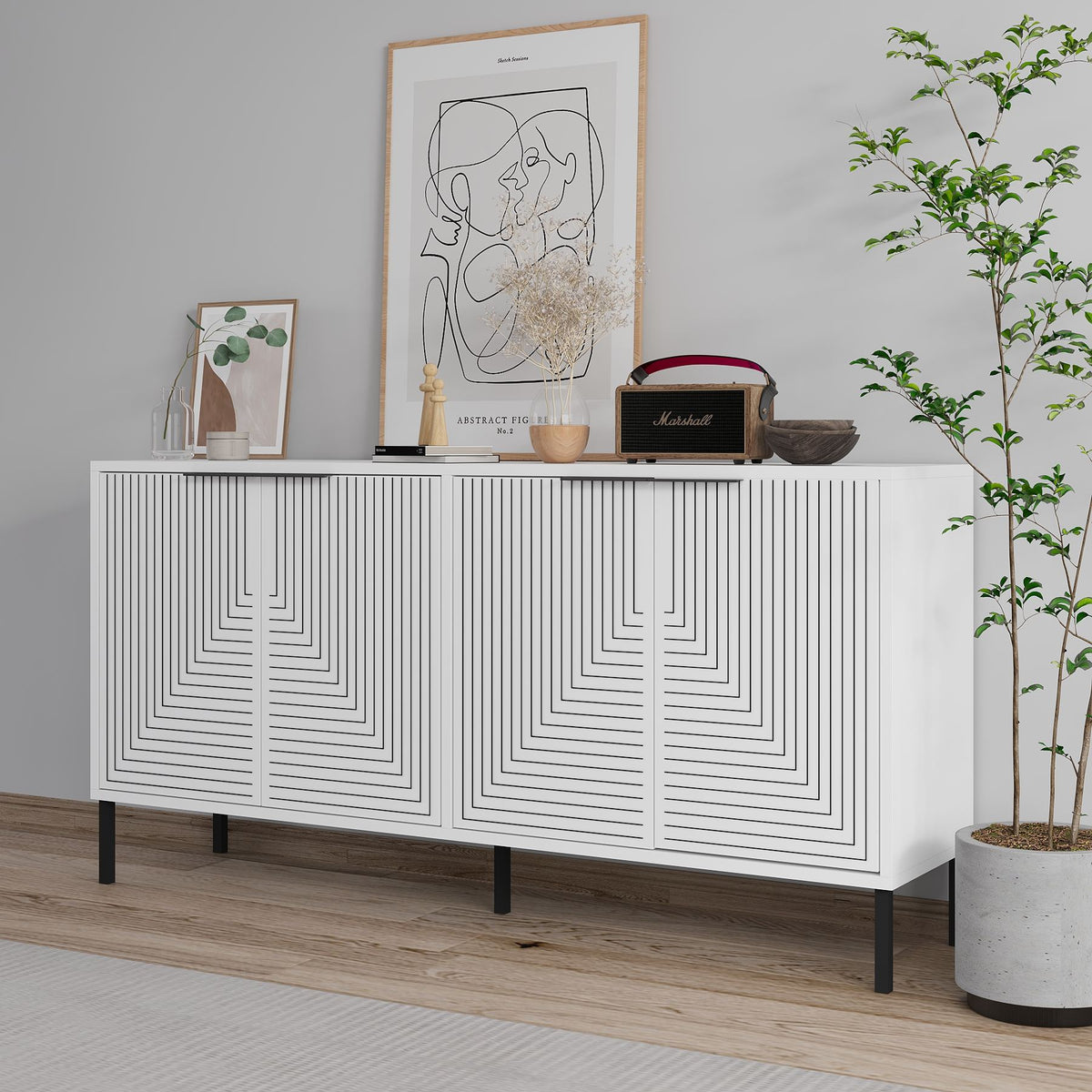 Μπουφές Λευκό 150x36x75cm | 327ODS1348
