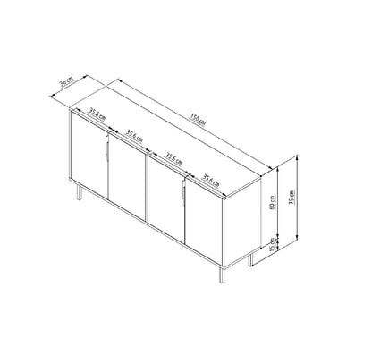 Μπουφές Sapphire Δρυς 150x36x75cm | 327ODS1349