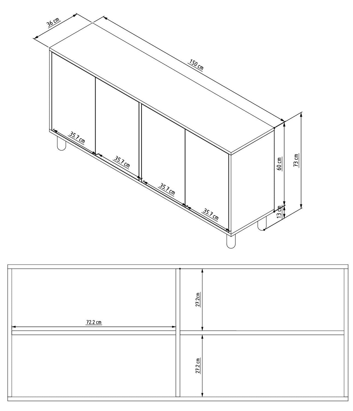 Μπουφές Sapphire Δρυς 150x36x73cm | 327ODS1359