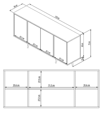 Μπουφές Λευκό 150x36x15cm | 327ODS1360