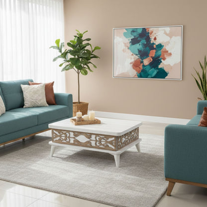 Έξυπνο Τραπεζάκι Σαλονιού Με Ρυθμιζόμενο Ύψος Πολυχρηστικό Τραπεζαρία Λευκό 90 x 60 x 38 εκ GR331KVN1133