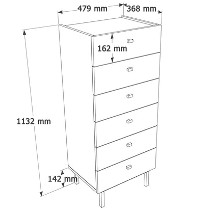 Ψηλή Συρταριέρα 6 Συρταριών Λευκή 47.9x36.8x113.2 εκ 336VIN2506