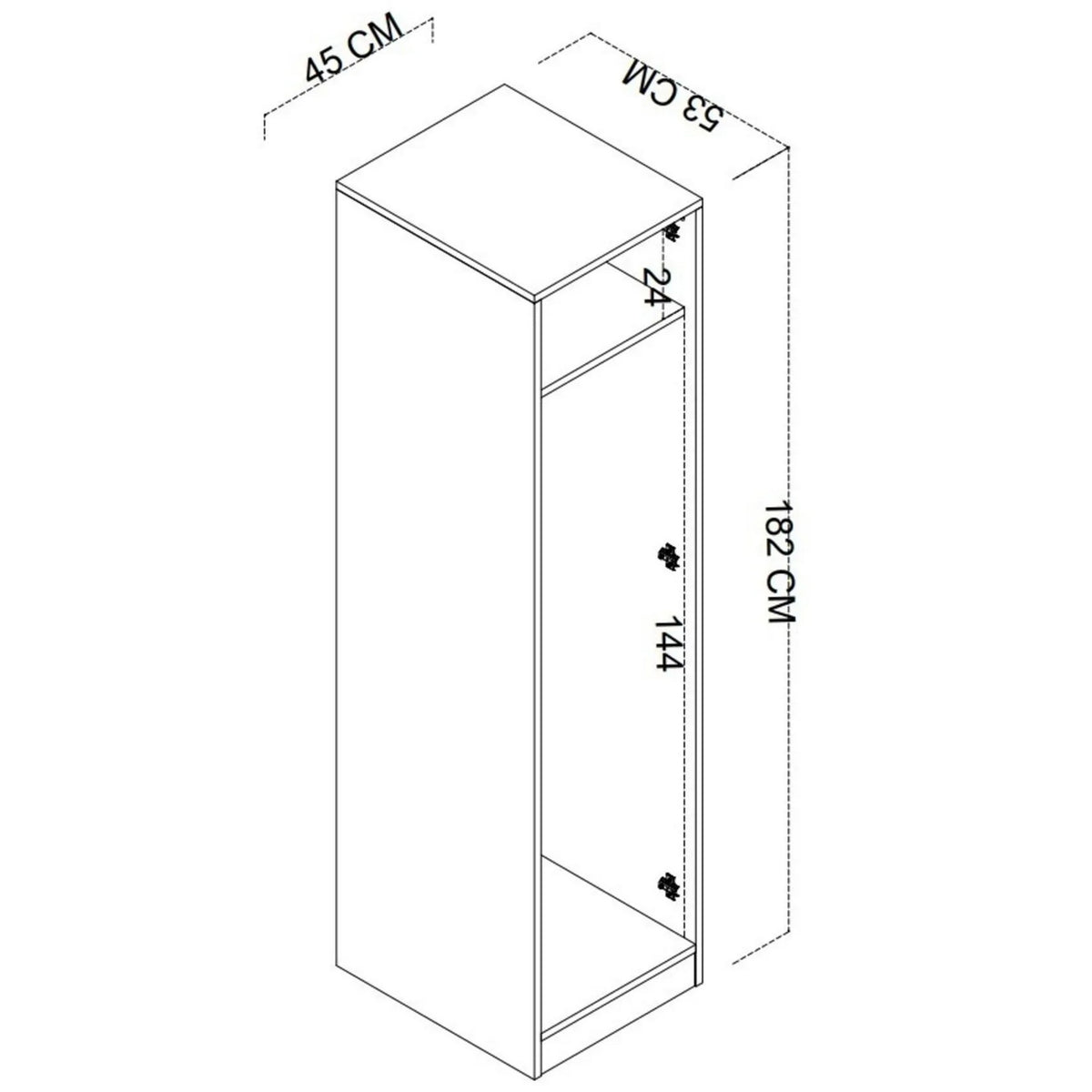 Ντουλάπα 45x182x53 εκ Ματ Λευκό 350MWD1102