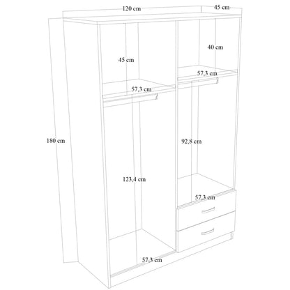 Ντουλάπα 120x180x45 εκ Πεύκο Atlantic 350MWD1110