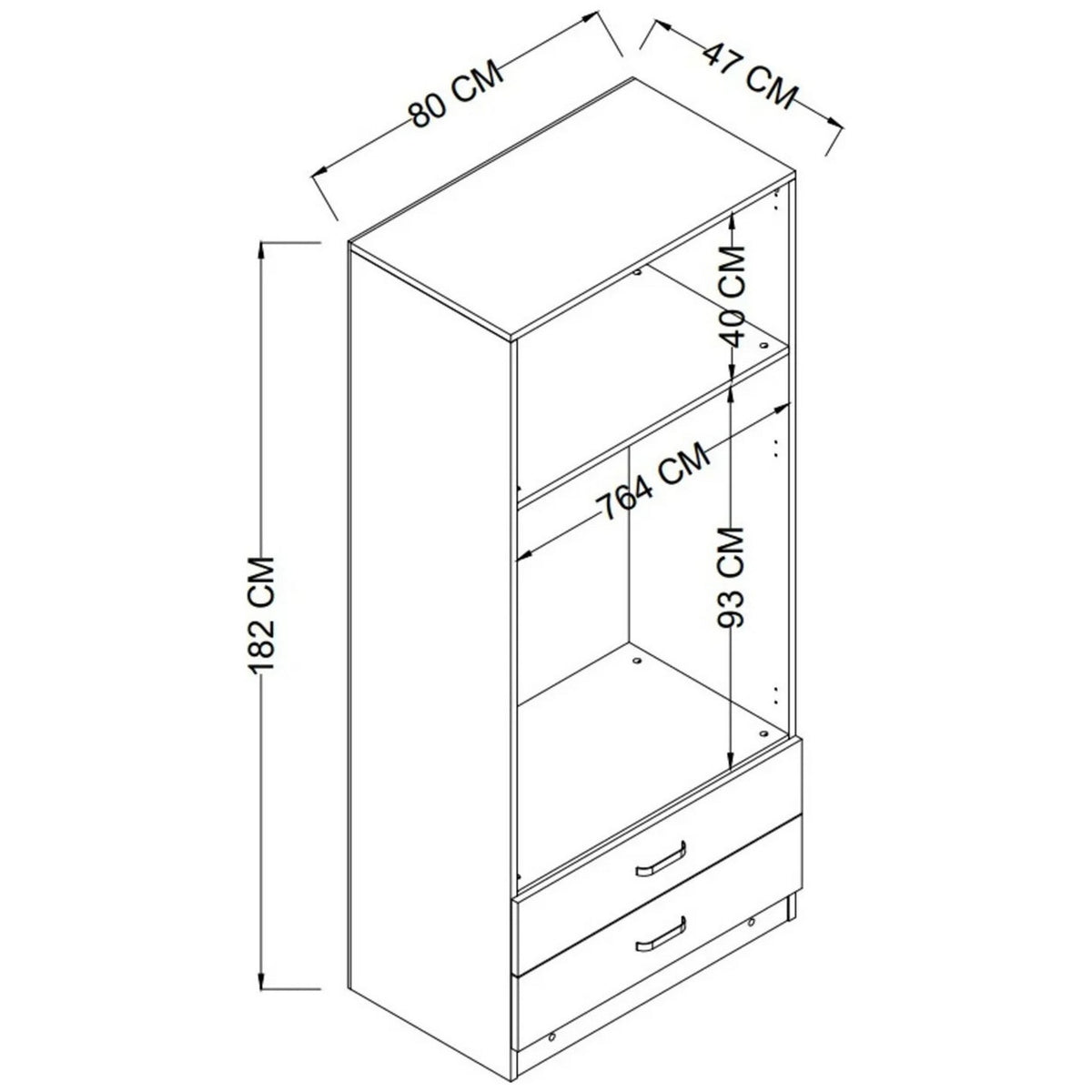 Ντουλάπα 80x182x47 εκ Ματ Λευκό 350MWD1114