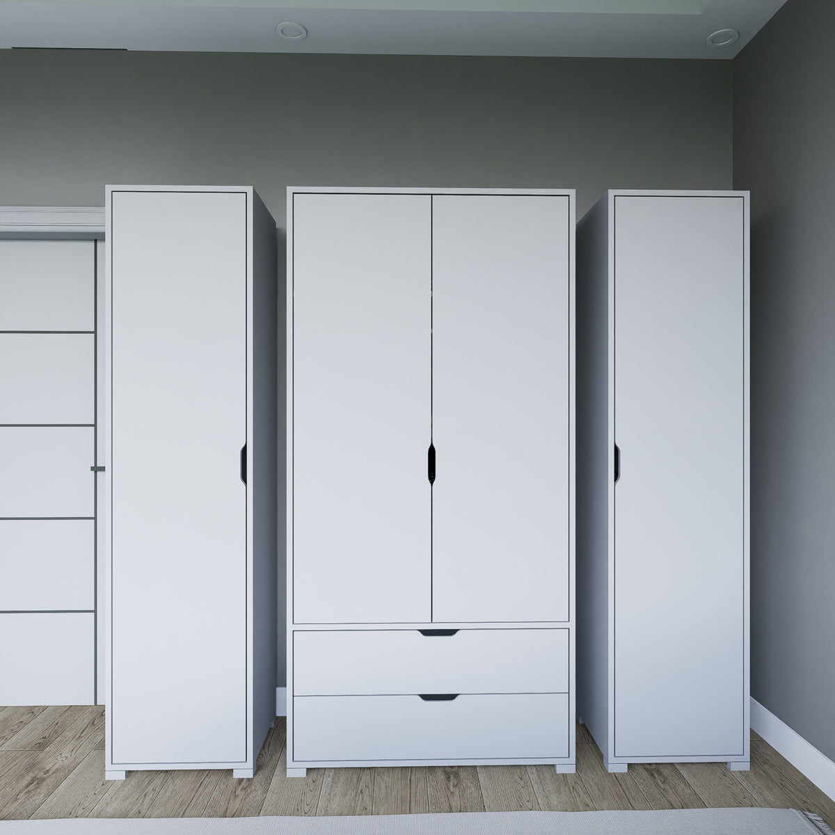 Ντουλάπα 170x183x45 εκ Ματ Λευκό 350MWD1127