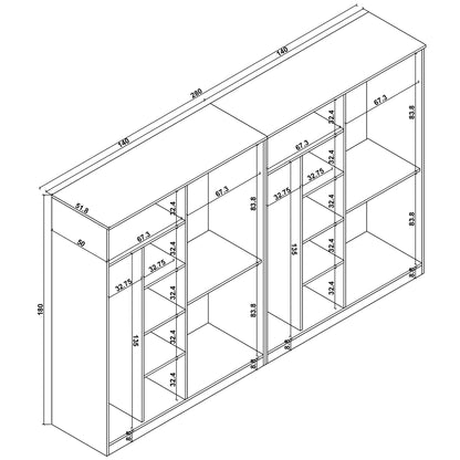 Ντουλάπα 280x180x51.8 εκ Πεύκο Atlantic 350MWD1160