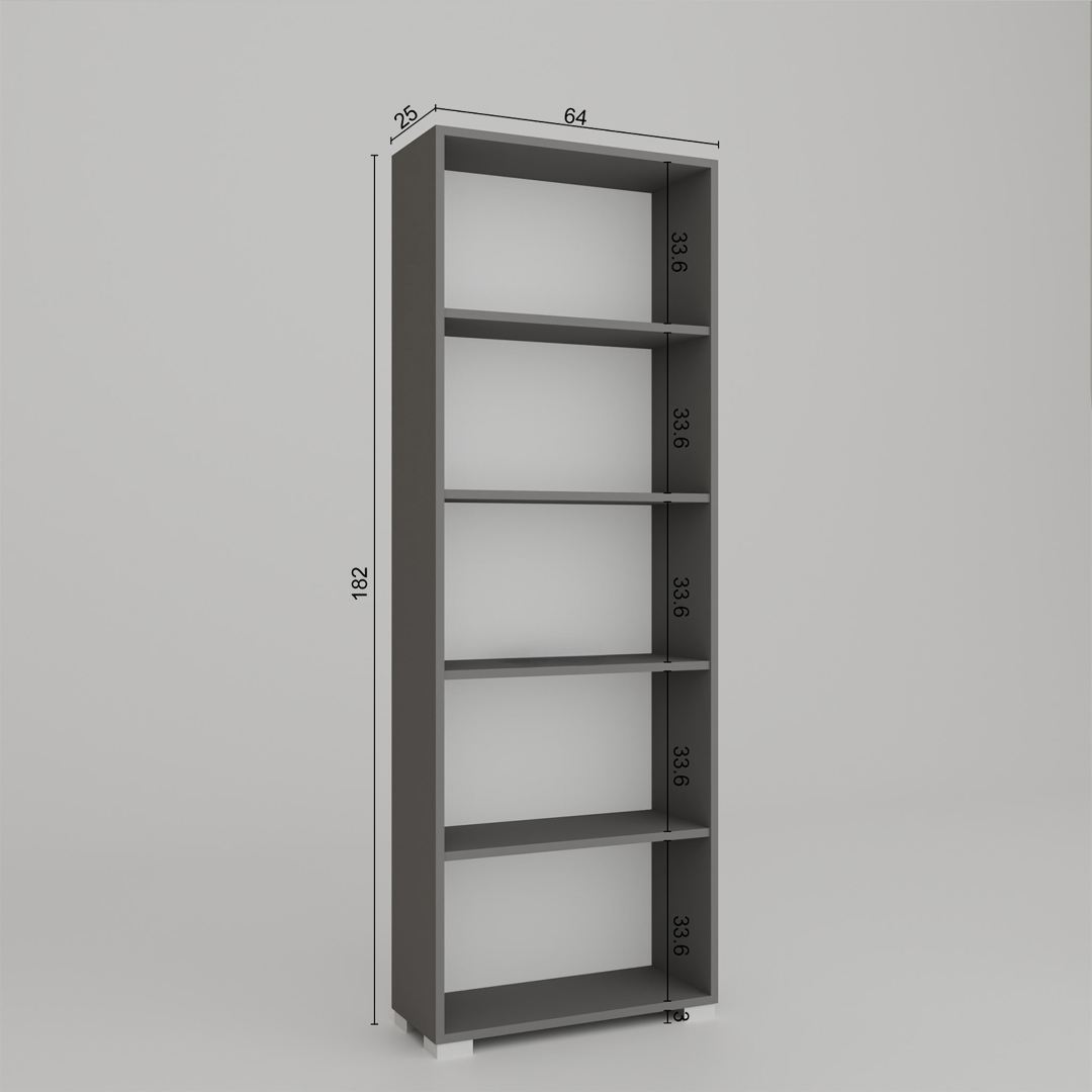 Βιβλιοθήκη 64 × 25 × 182 εκ. Γκρι GR350MWD1307