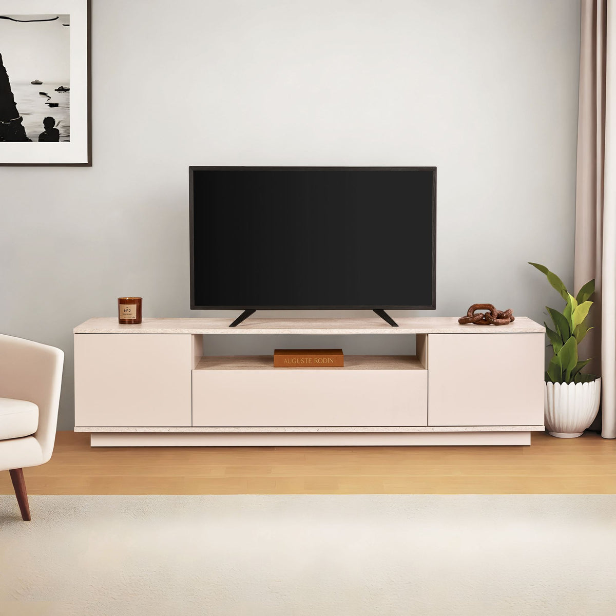 Έπιπλο Τηλεόρασης TV Βάση Σύνθεση Mink Travertine | 353NRD1201